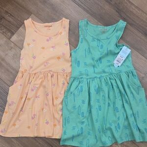 Cat & Jack Peach Floral and Teal Surfboard Dresses